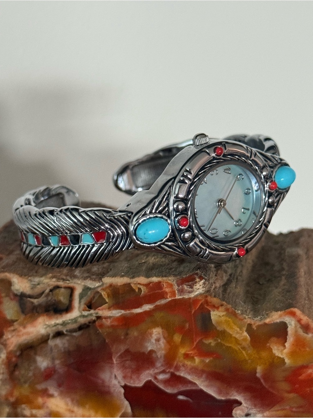 Bradford Exchange Sedona Sky turquoise women's cuff watch